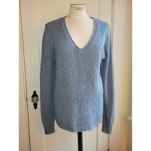 J. Crew Womens MED Long-sleeved V-Neck Blue Sweater